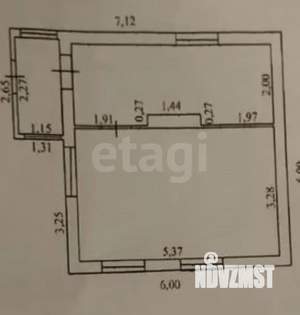 2-к квартира, вторичка, 42м2, 1/1 этаж