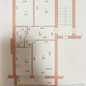 3-к квартира, вторичка, 69м2, 2/6 этаж