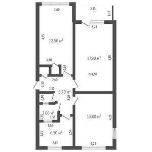 3-к квартира, вторичка, 60м2, 1/5 этаж